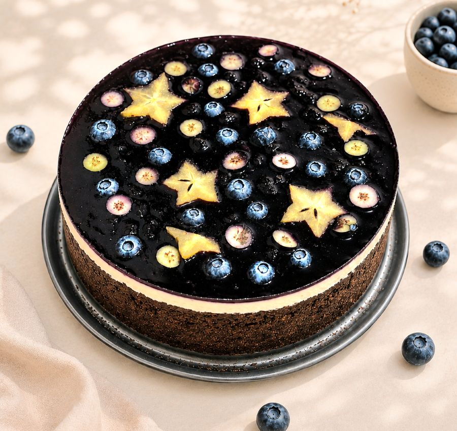 Blueberry Passionfruit Mousse Cheesecake